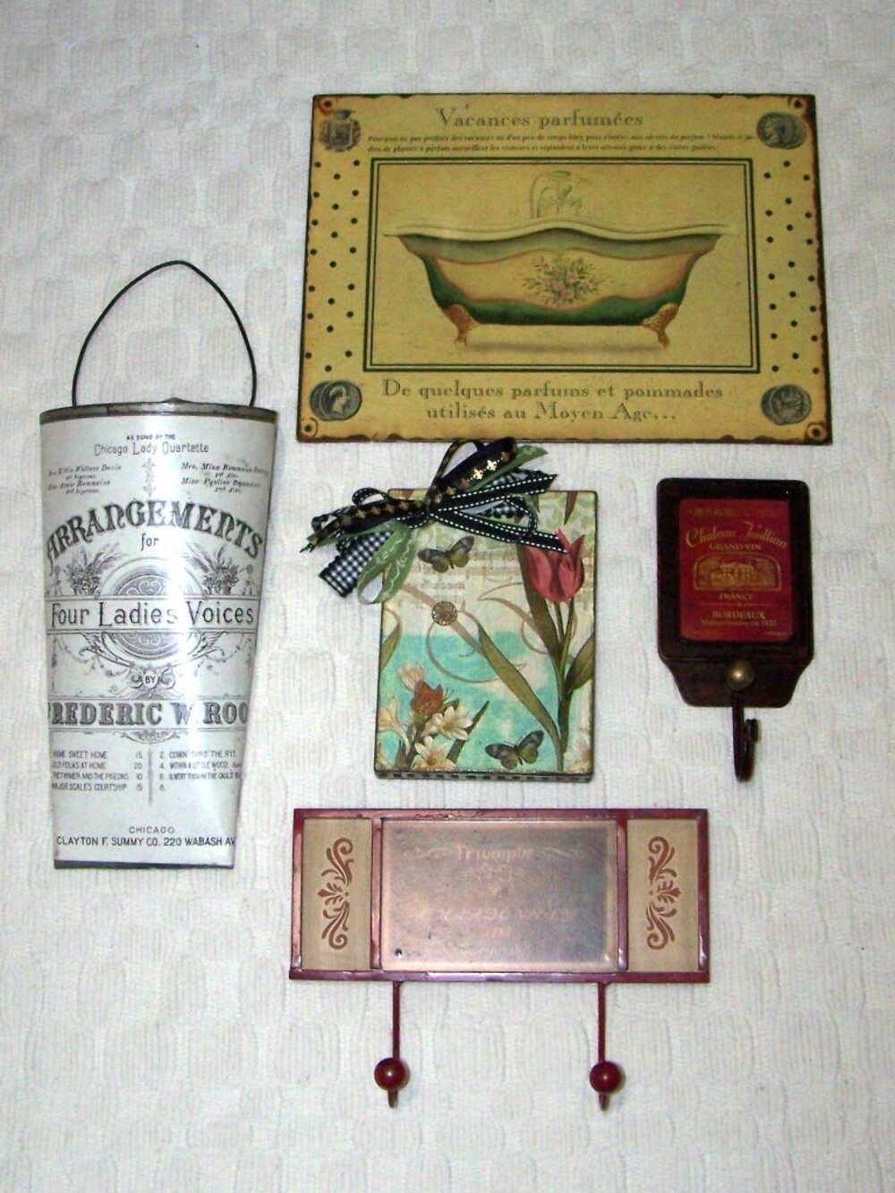 French Country Tin Metal Wall Décor 5 pc Set